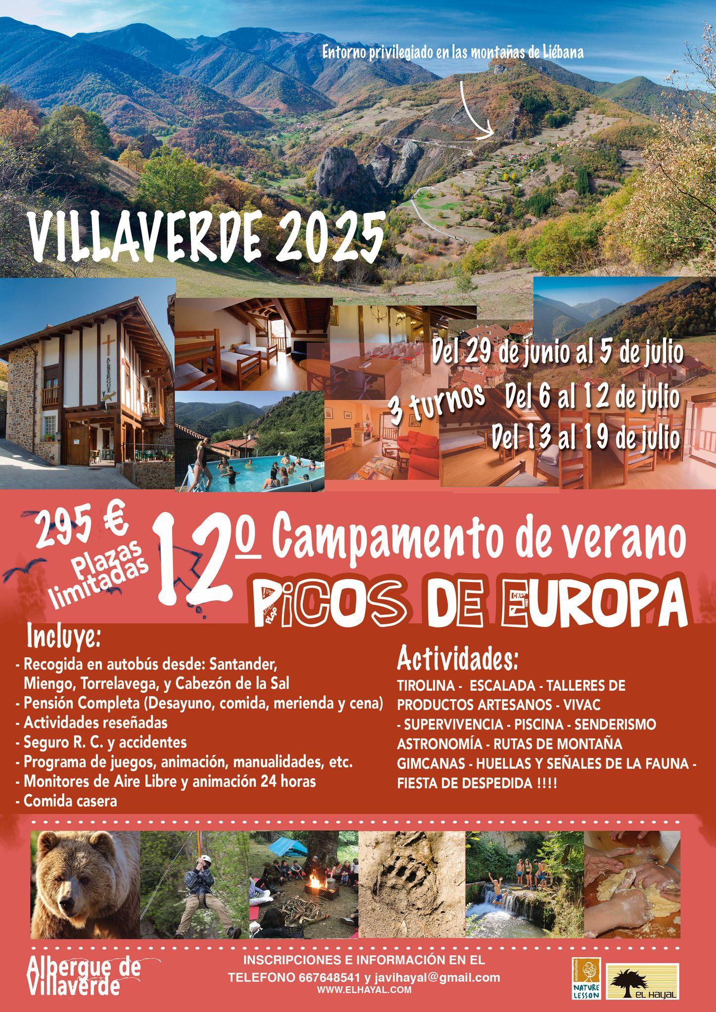 campamento picos de europa albergue villaverde 2025