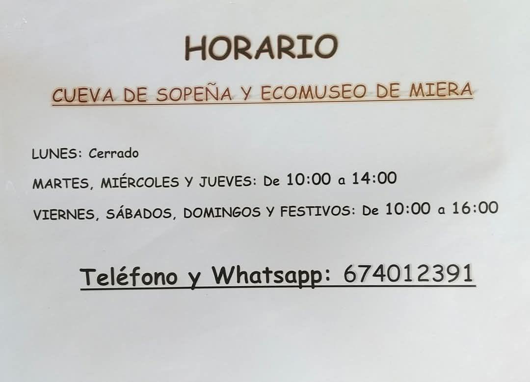 horario cueva de sopeña y ecomuseo de miera