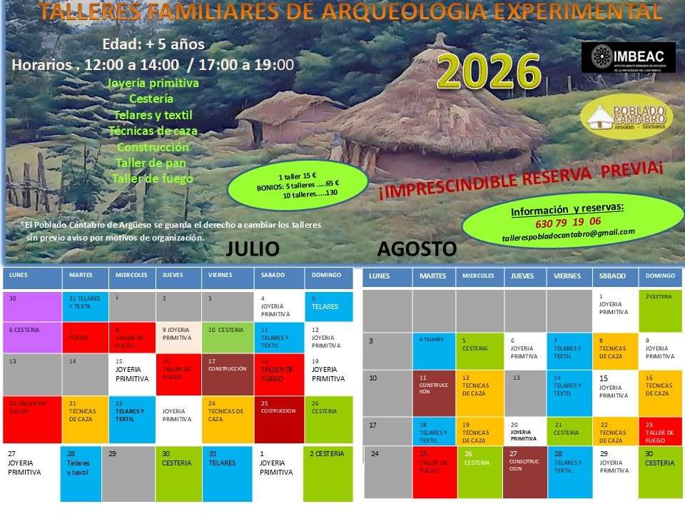 talleres poblado cantabro de argueso julio y agosto de 2026