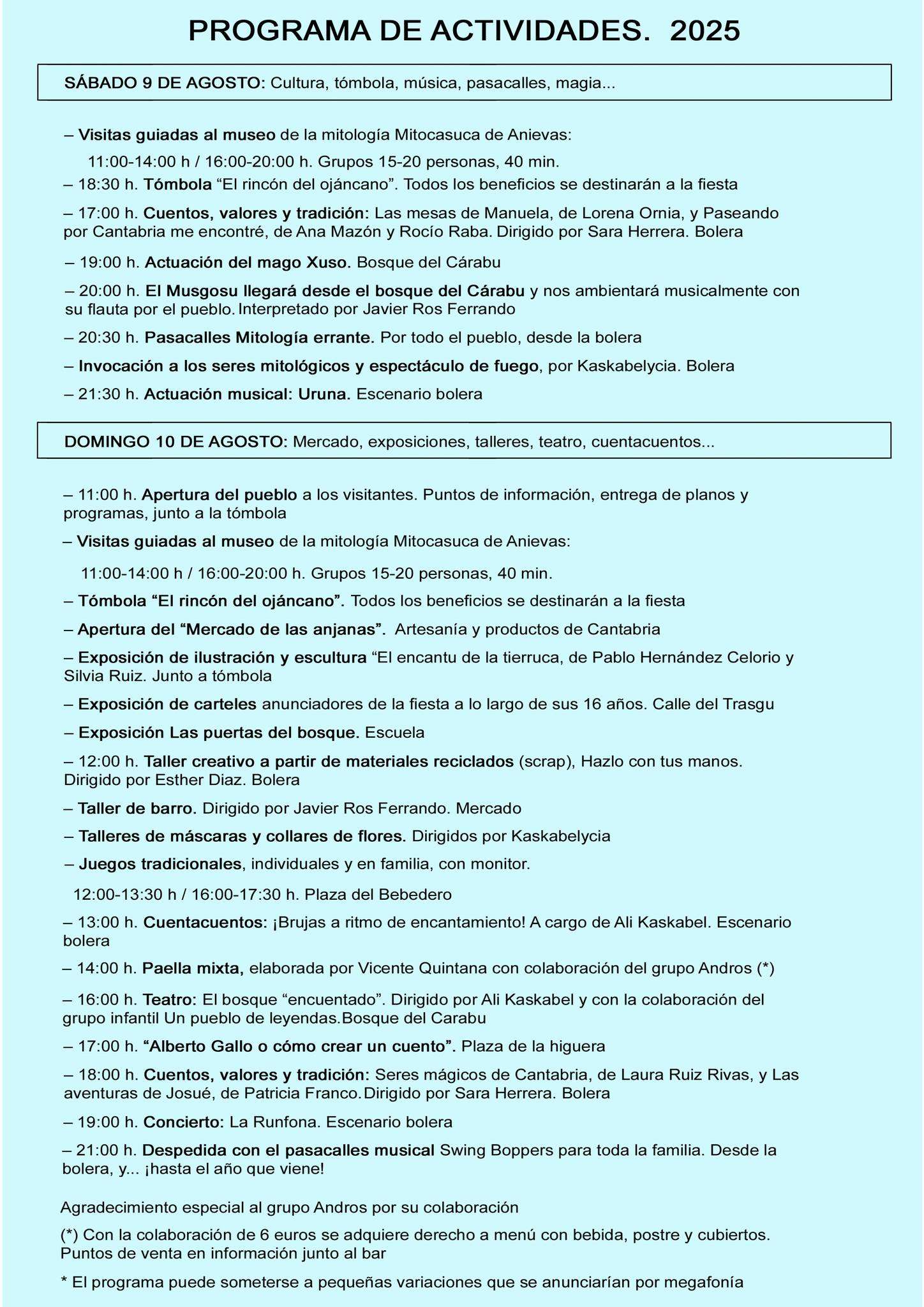 programa de actividades un pueblo de leyendas 2025 barriopalacio de anievas