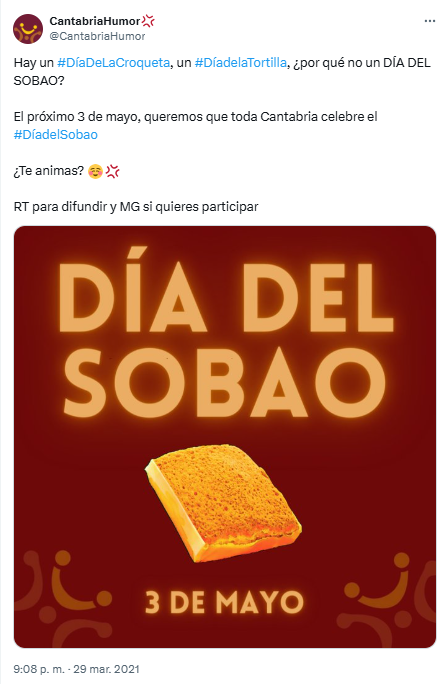 cartel original del Día del Sobao el 3 de mayo de 2021